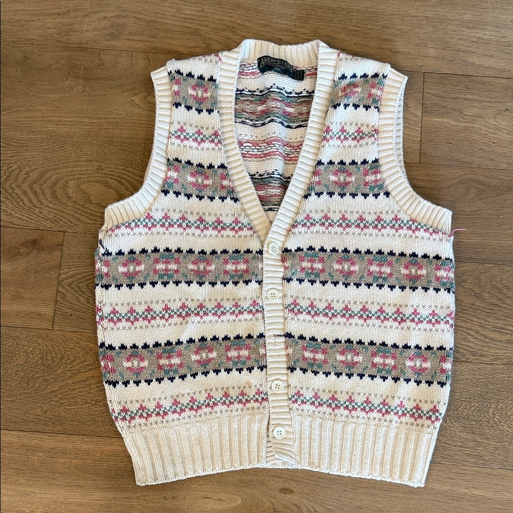 Vintage American Eagle Grandmacore Sweater Vest - L - Flaws